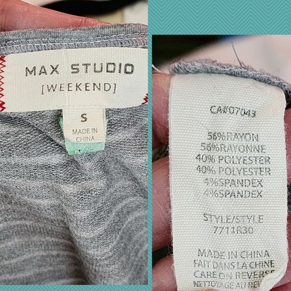 Max Studio Gray Striped Tie Front Tee - Picture 4 of 4